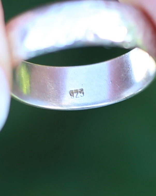 Textured, Hammered Finish Half Round Band, Sterling Silver, size L1/2 or 6 - will fit more like K1/2 or 5.5 due to width, 3.17g