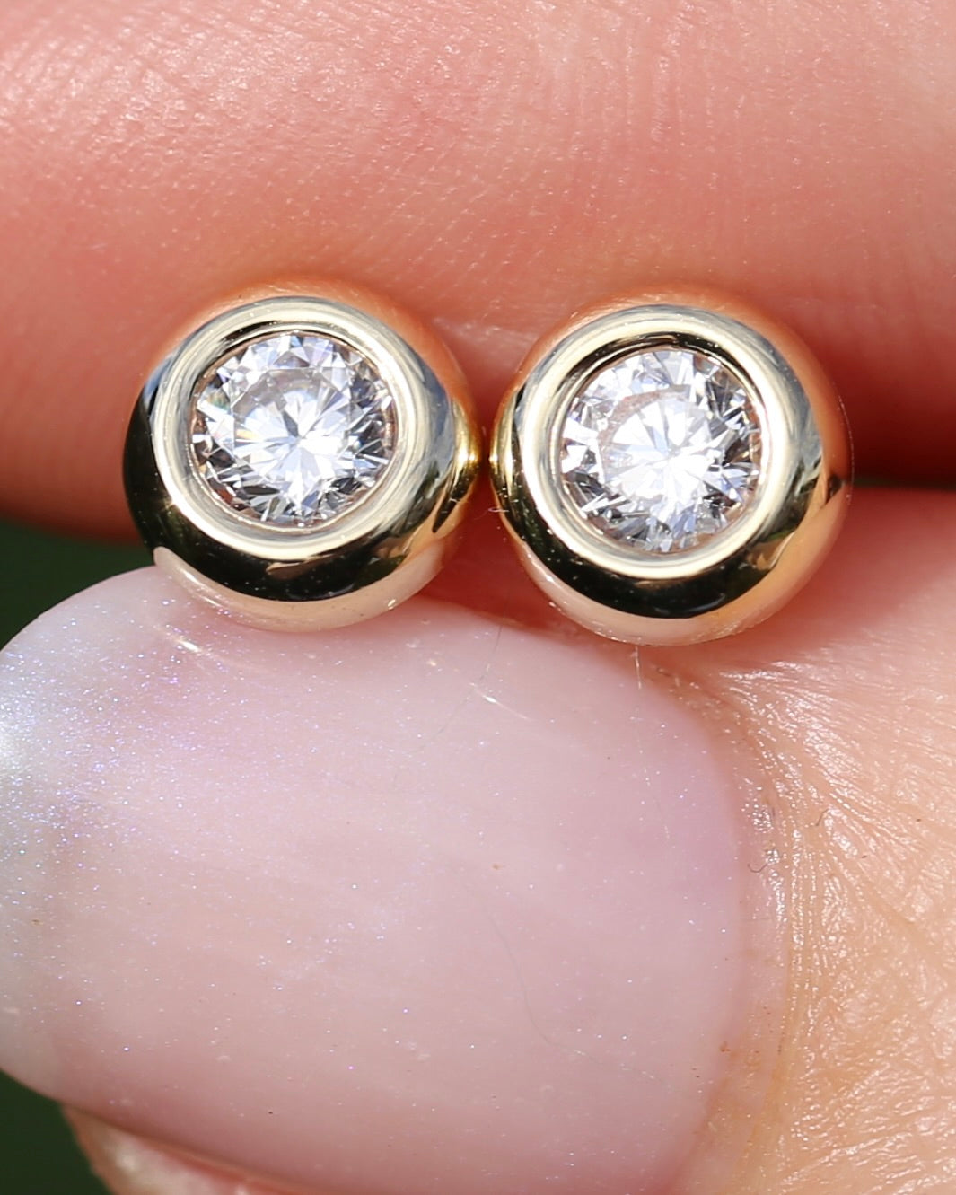7mm Round Gold Bezel Set Studs, 9ct Yellow Gold, 0.65g