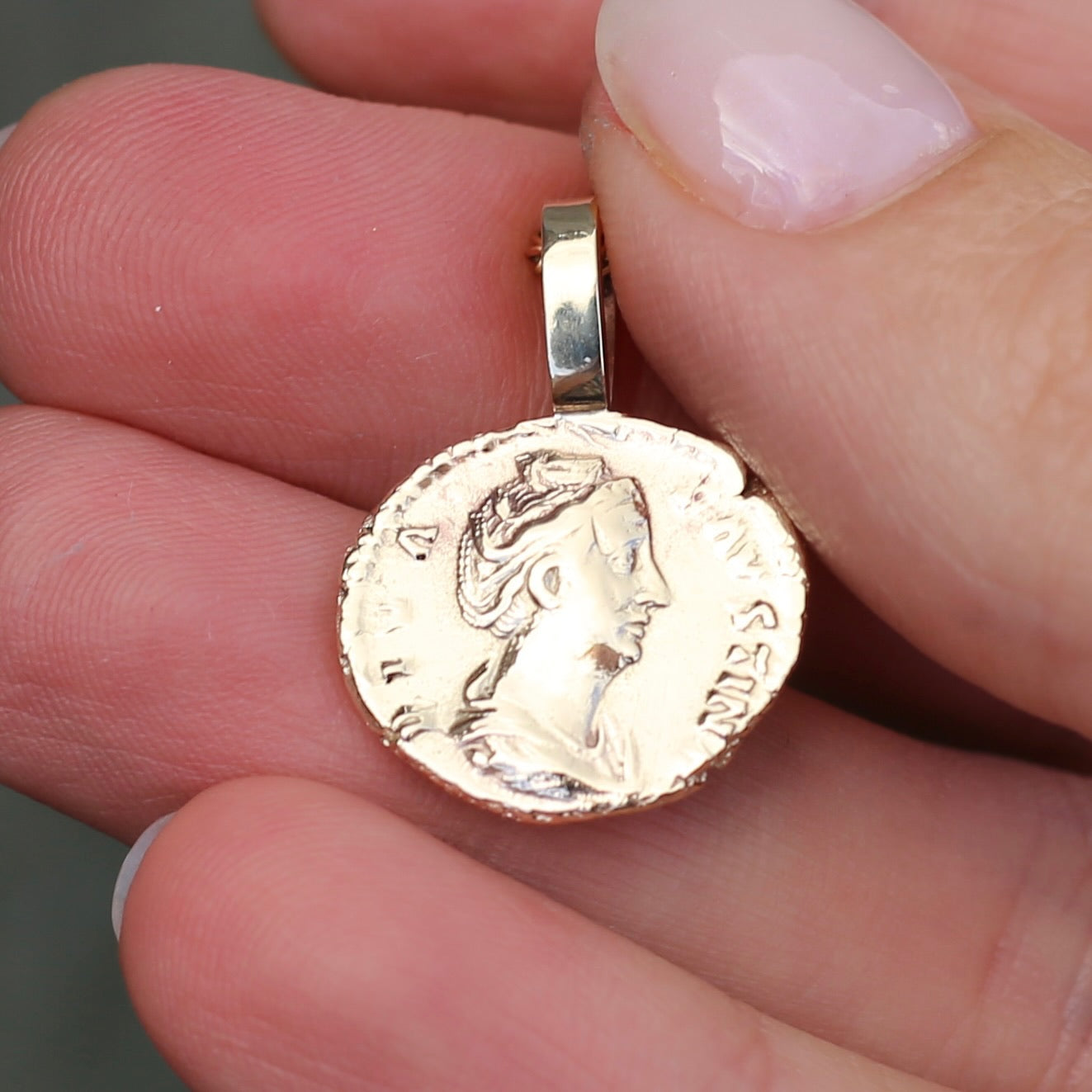 Faustina the Elder Coin Pendant,Cast From a 141-161AD Silver Denarius, avail in  Silver and Gold