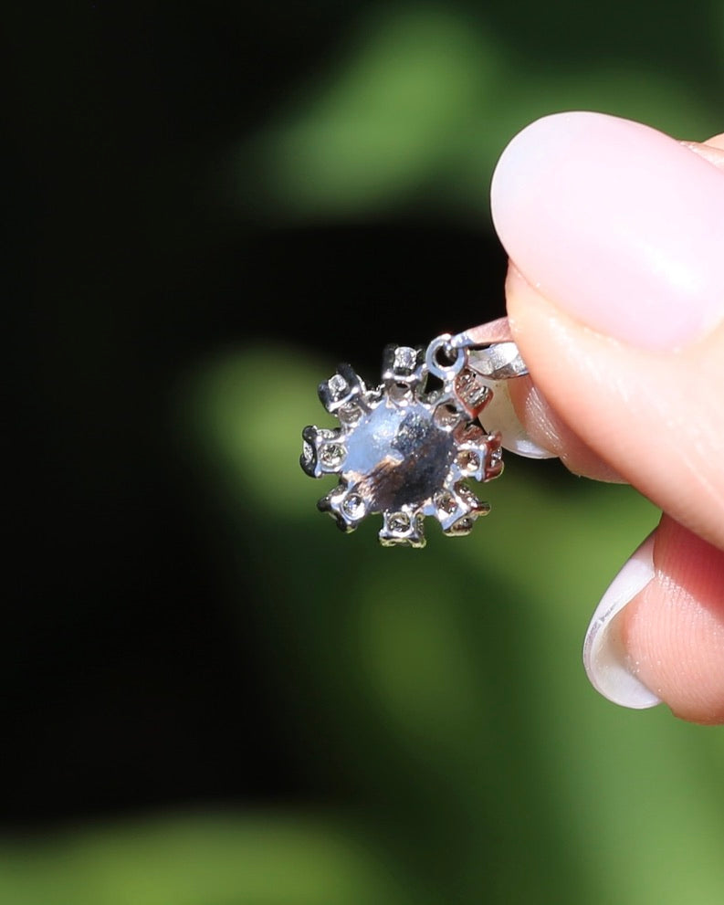 1.53ct Australian Zircon and Diamond Pendant, 14ct White Gold, 1.87g