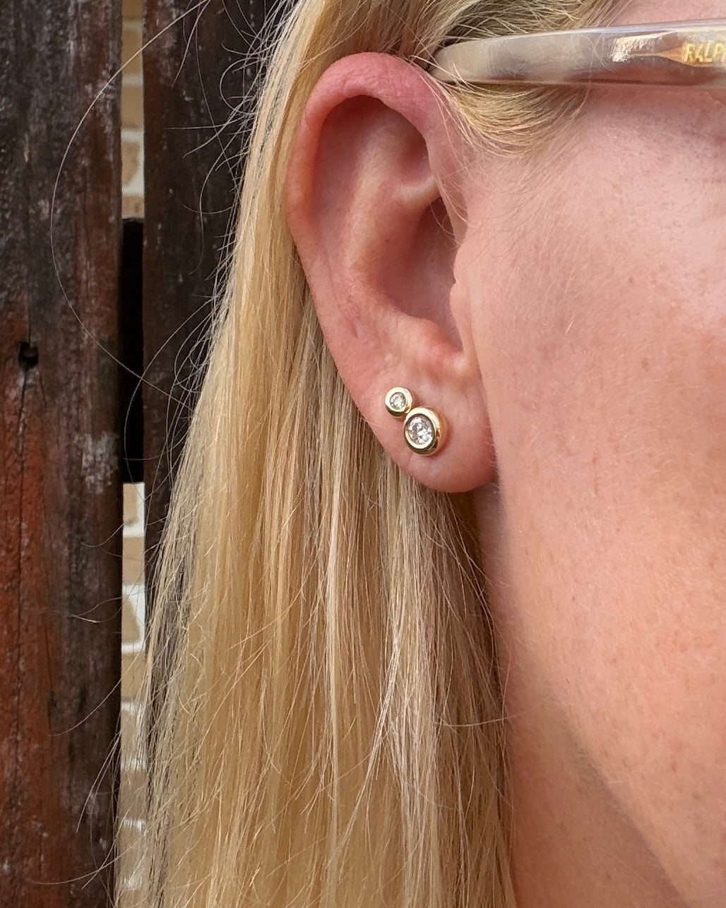 7mm Round Gold Bezel Set Studs, 9ct Yellow Gold, 0.65g