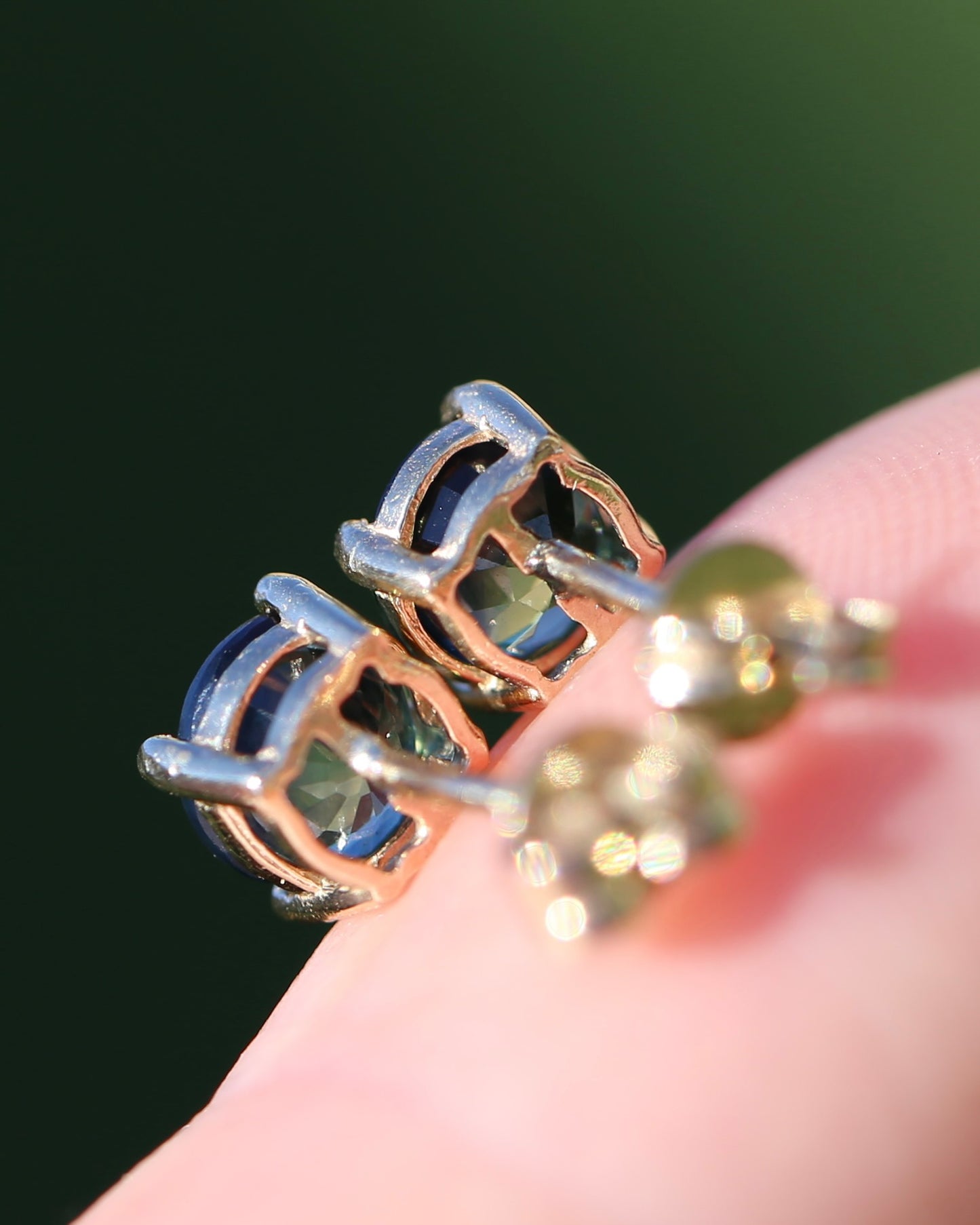 1.3ct Parti Sapphire Studs, 9ct Yellow Gold, 0.83g