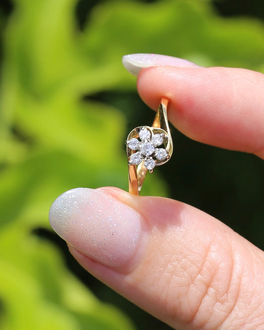 Second Glance - Natural Diamond Daisy Cluster, 9ct Yellow Gold, size N1/2 or 7, 2.42g