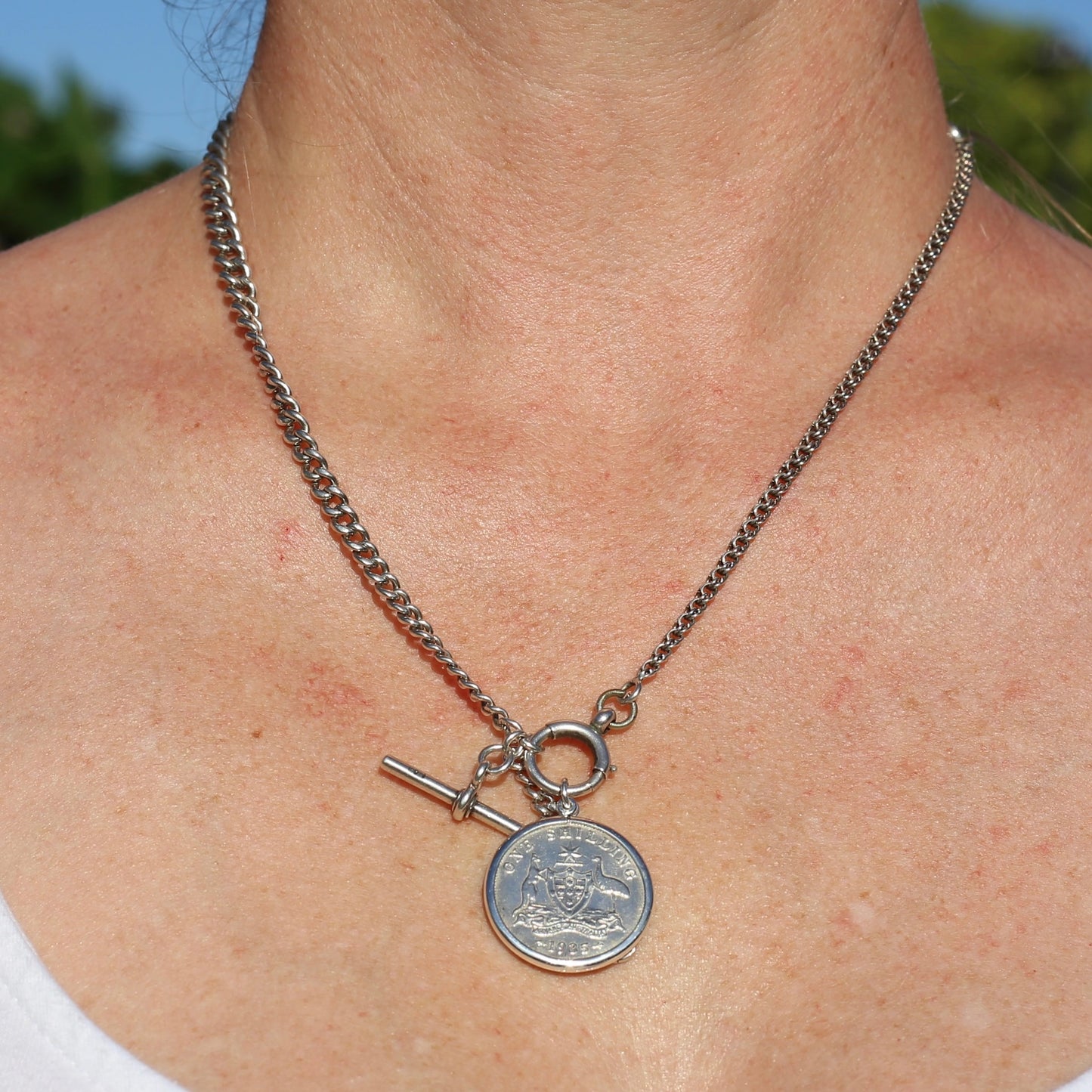 Australian Sterling Silver Shilling Pendants 1928 1931 and 1935, in Silver Bezel Frames, 6.6g