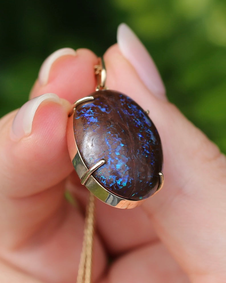 Australian Boulder Opal Pendant, 9ct Yellow Gold, 5.41g