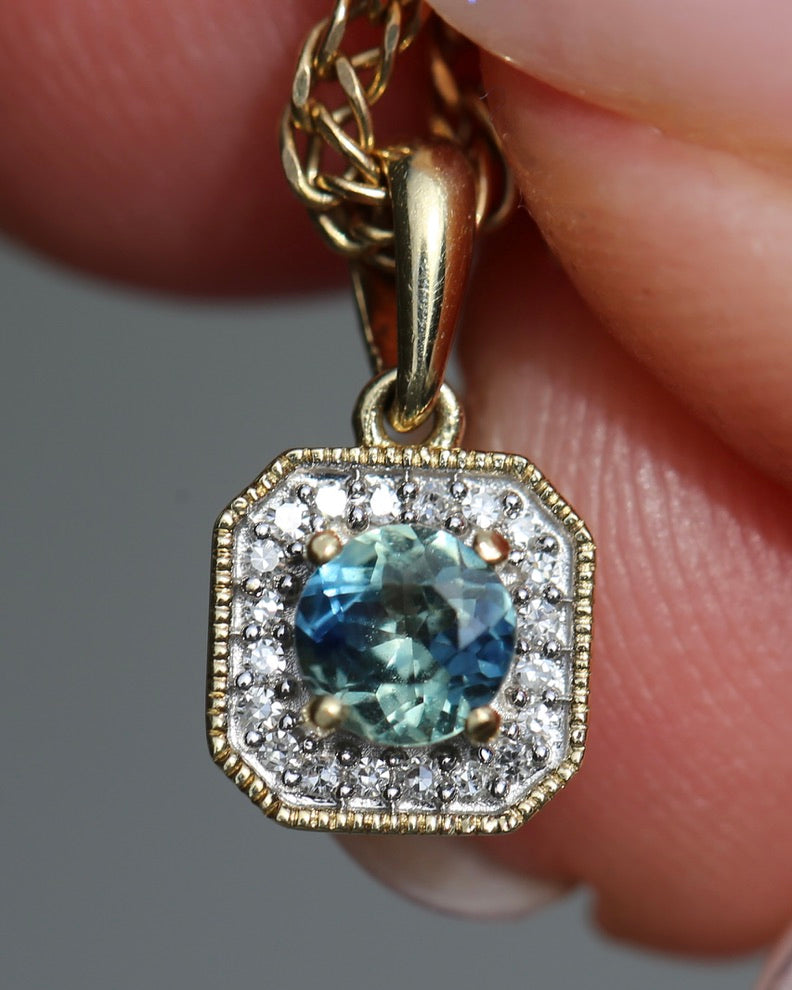 4mm Parti and Diamond Pendant, 9ct Yellow and White Gold, 0.52g