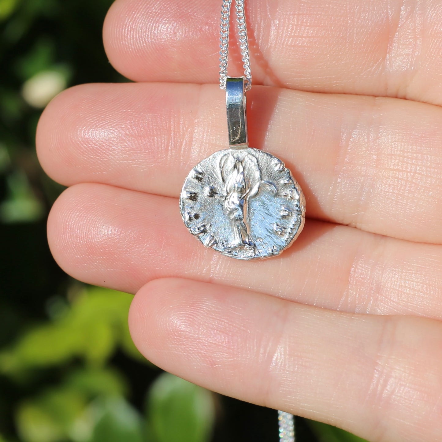 Eternity Pendant - Roman Goddess Aeternitas or Providentia, Cast From a 141-161AD Silver Denarius, avail in  Silver and Gold