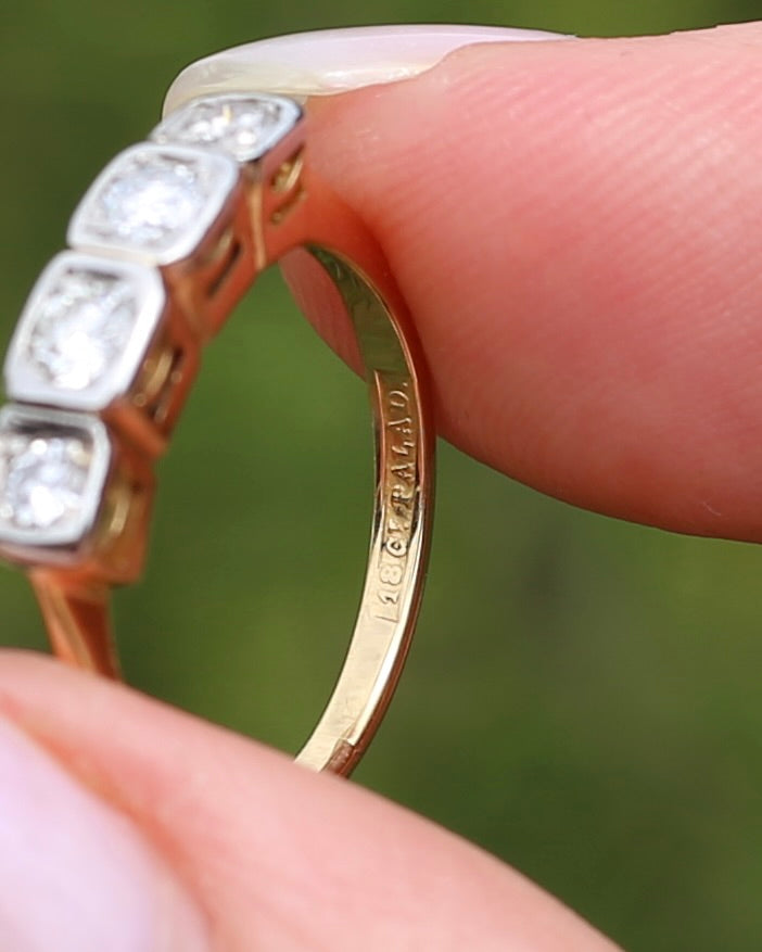 Circa 1930s Four Stone "Quadrillo" Diamond Ring, 18ct Yellow Gold and Paladium, size just over K1/2 or just over 5.5, 3.04g, with valuation