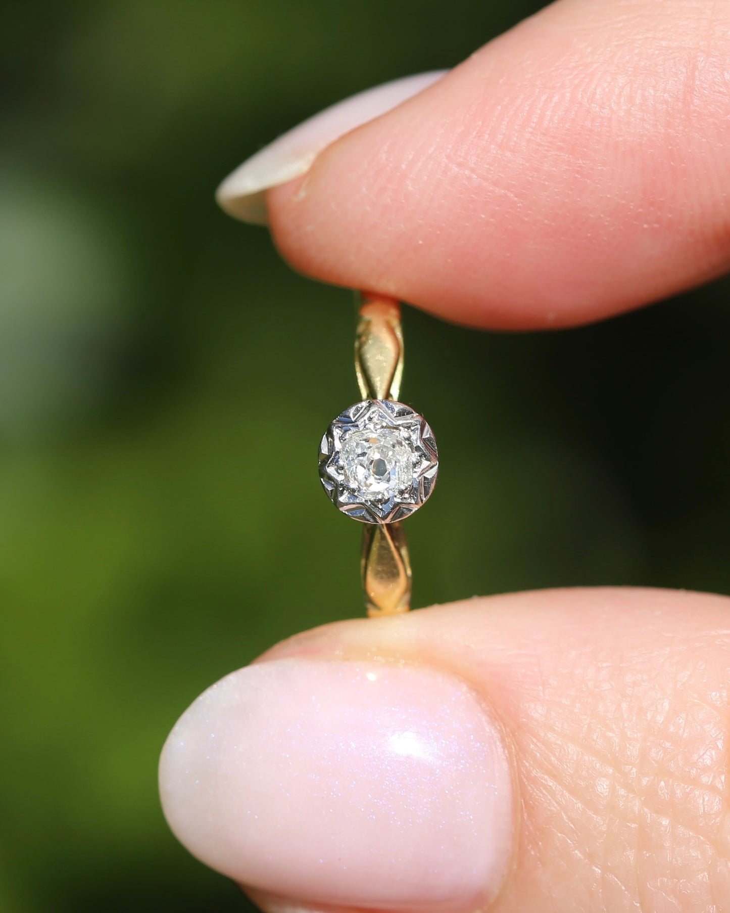 Circa 1930s Old Cut Solitaire, 18ct Yellow Gold and Diamond, size 7 or N1/2