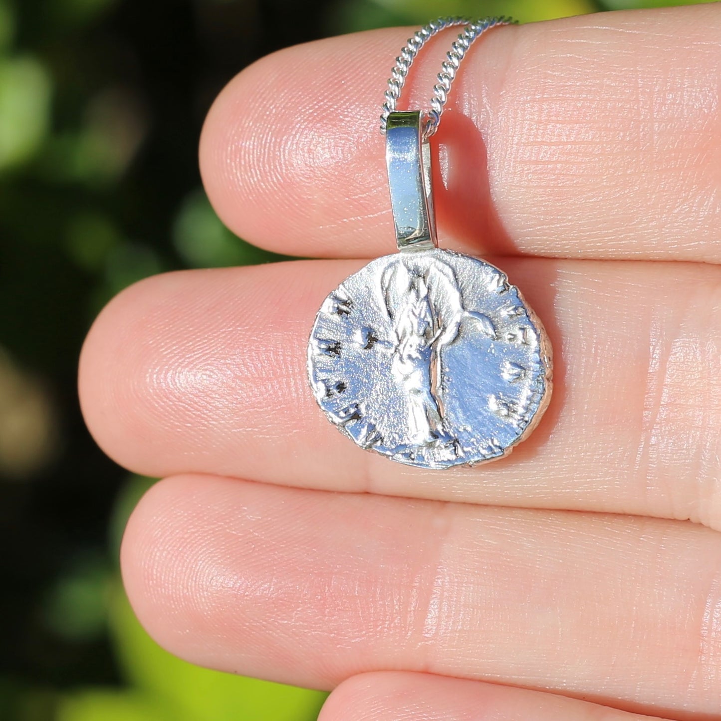 Eternity Pendant - Roman Goddess Aeternitas or Providentia, Cast From a 141-161AD Silver Denarius, avail in  Silver and Gold