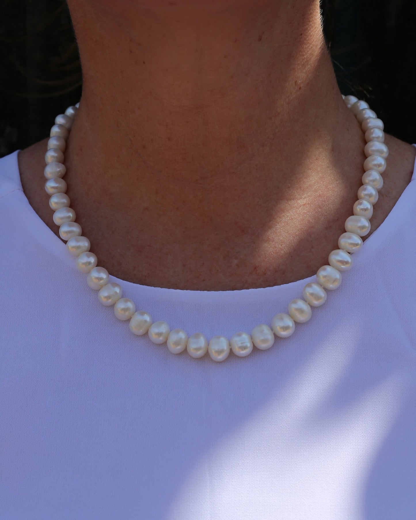 Freshwater Pearl and Silver Necklace, 44-50cm variable length, 57.5g