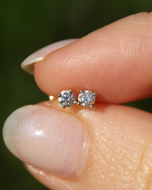 0.24ct TDW Diamond Studs, 9ct Yellow Gold Screw Post Studs, 4 Claw Gold, 9ct Yellow Gold