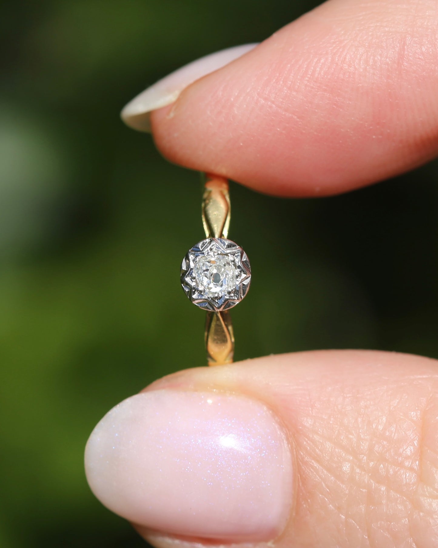Circa 1930s Old Cut Solitaire, 18ct Yellow Gold and Diamond, size 7 or N1/2