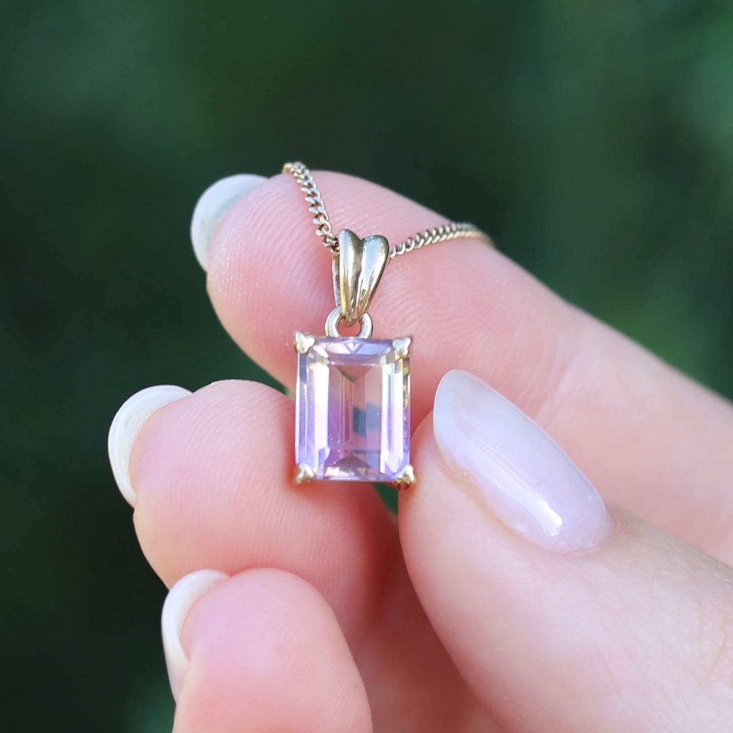 Emerald Cut Ametrine Pendant, 9ct Yellow Gold, 1.92g