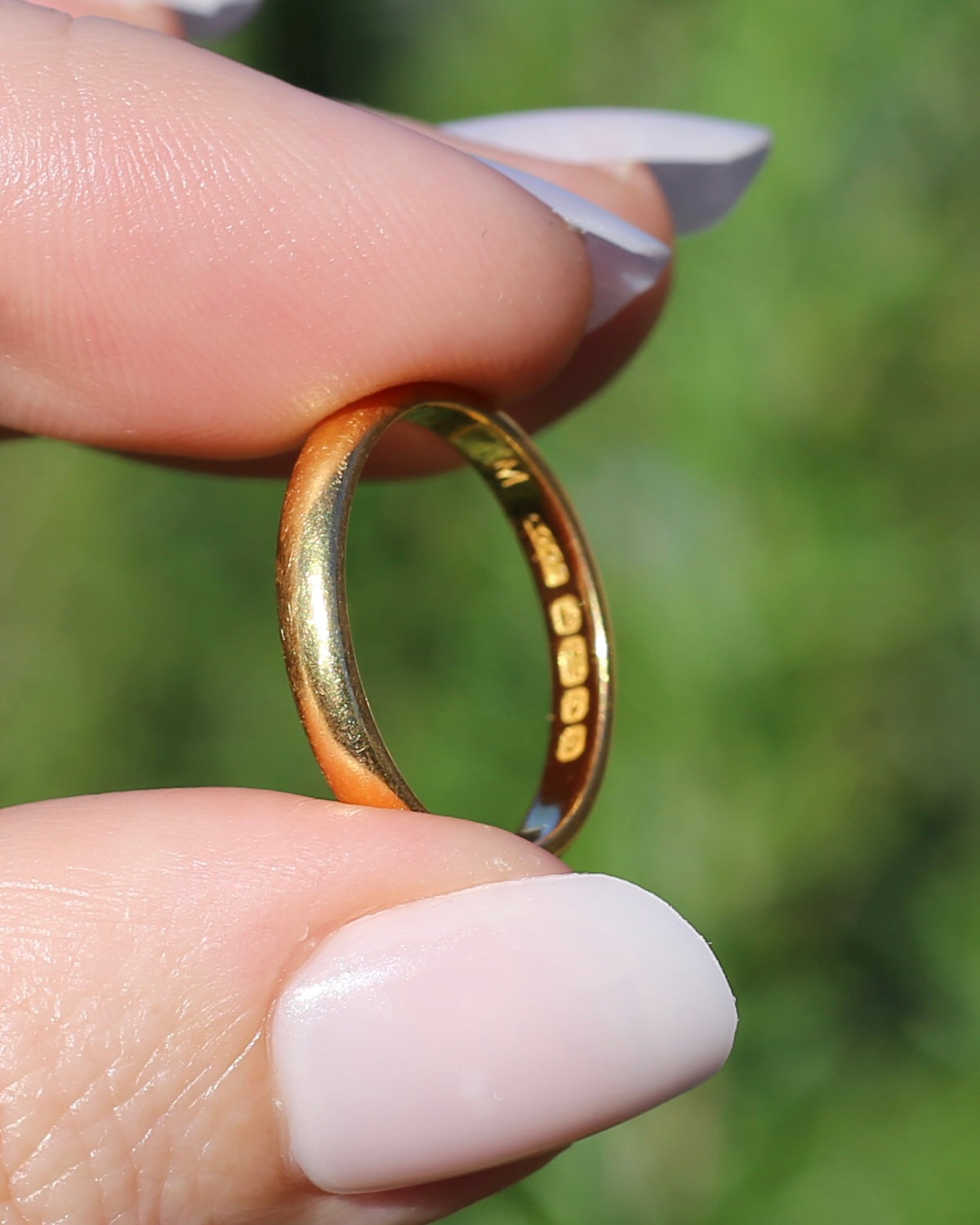 1928 Birmingham Made 22ct 3mm Wedder, 22ct Yellow Gold, size N1/2 or just over 6.75, 3.81g