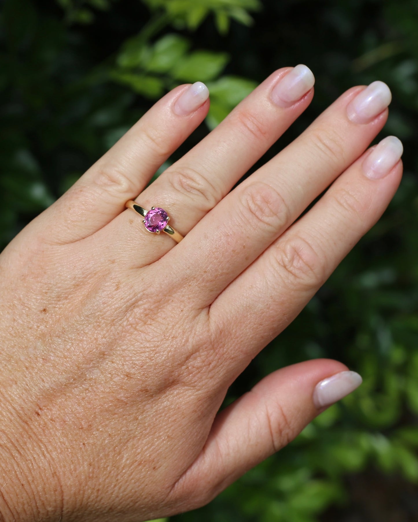 1.28ct Oval Natural Pink Rubellite Tourmaline, Claw Set in 9ct Yellow Gold, size 9 or S