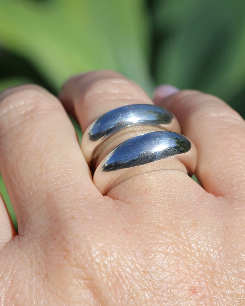 Structural Double Band Silver Ring, Sterling Silver, size R1/2 or just under 9, 12g