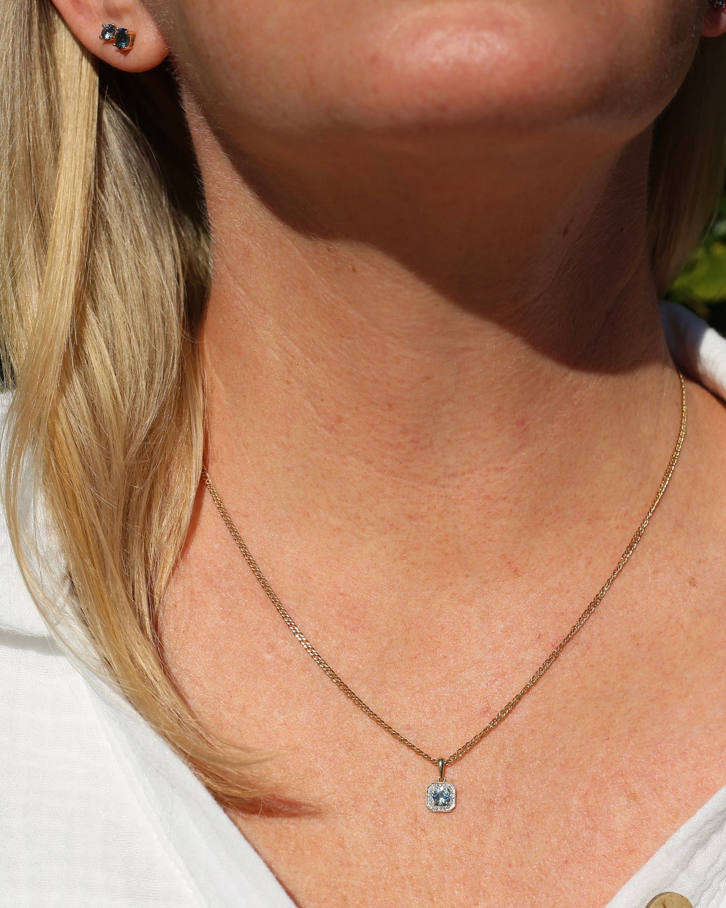 4mm Parti and Diamond Pendant, 9ct Yellow and White Gold, 0.52g