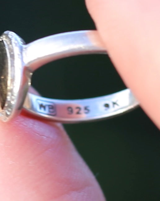 Mixed Metal Diamond Set Signet, 9ct Yellow Gold and Sterling Silver, size D1/2 or 2.25, 1.76g