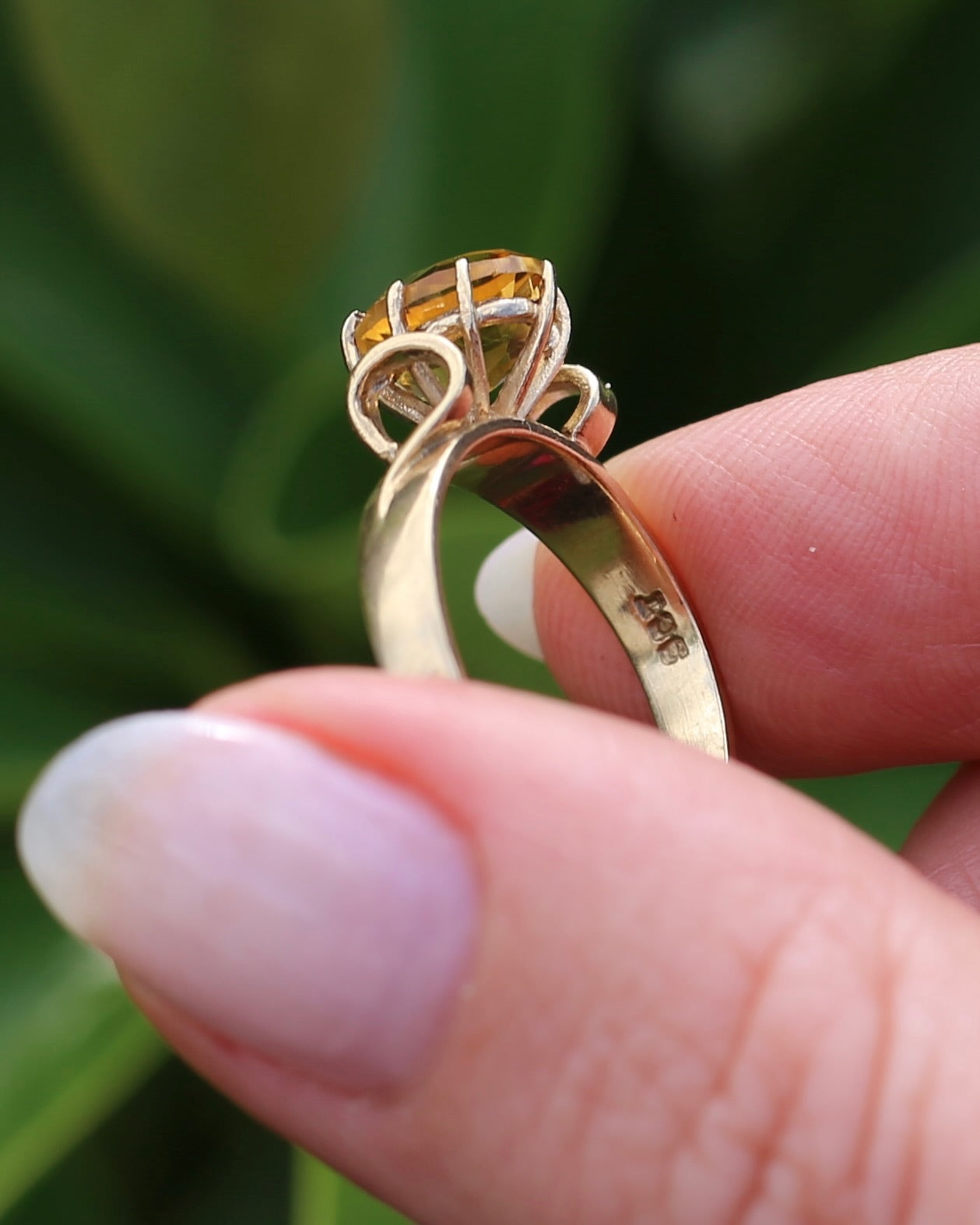 Vintage Hand Cut Oval Citrine Ring, 9ct Yellow Gold, size P or 7.5