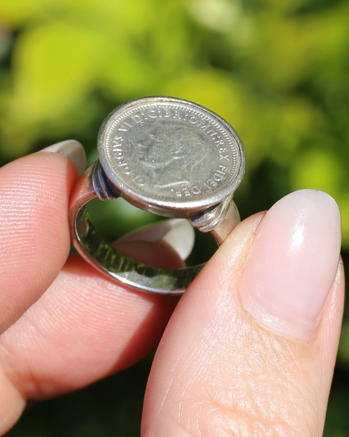 1952 Threepence Piece Silver Ring, 7.1g, size O or 7