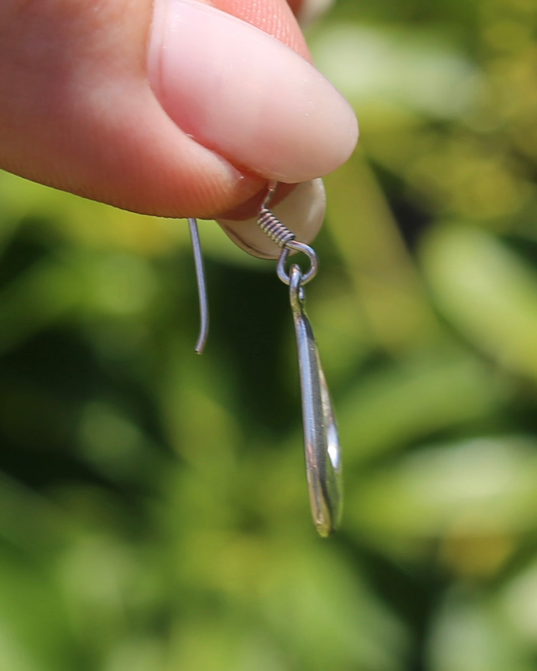 Sterling Silver & Diamond Tear Drop Ear Wire Drop Earrings, 3.3g