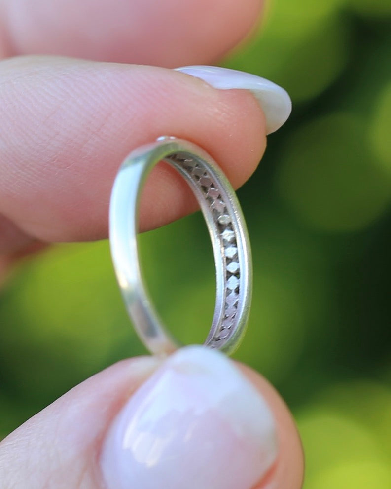 Beaded Silver Ring, Sterling Silver, size L or 5.75, 1.7g