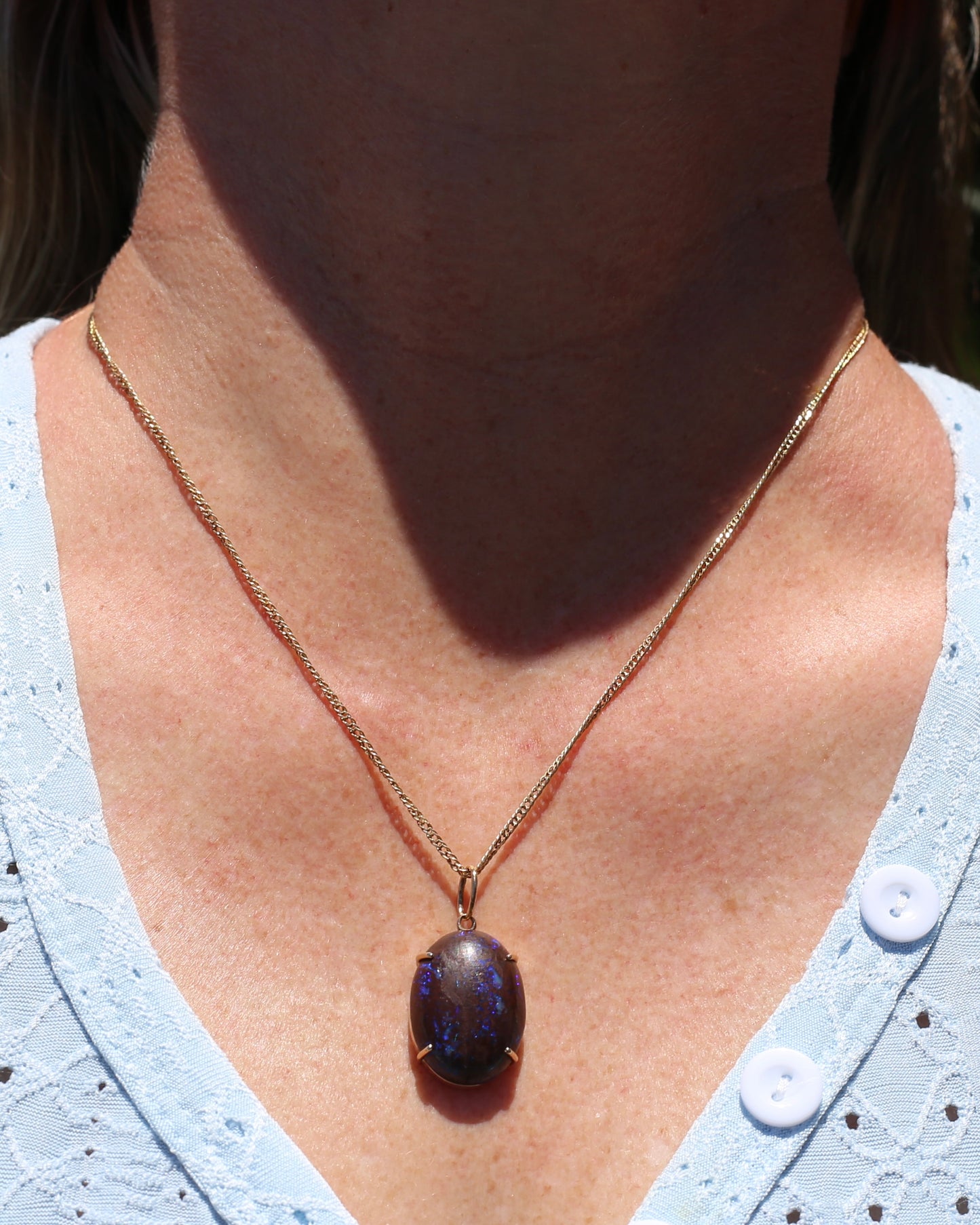 Australian Boulder Opal Pendant, 9ct Yellow Gold, 5.41g