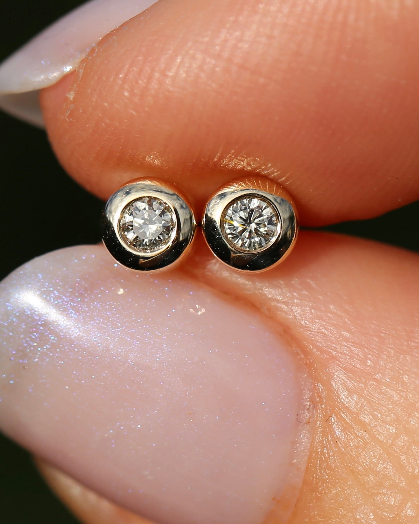 0.15ct Bezel Set Natural Diamond Studs, 9ct Yellow Gold, 0.85g