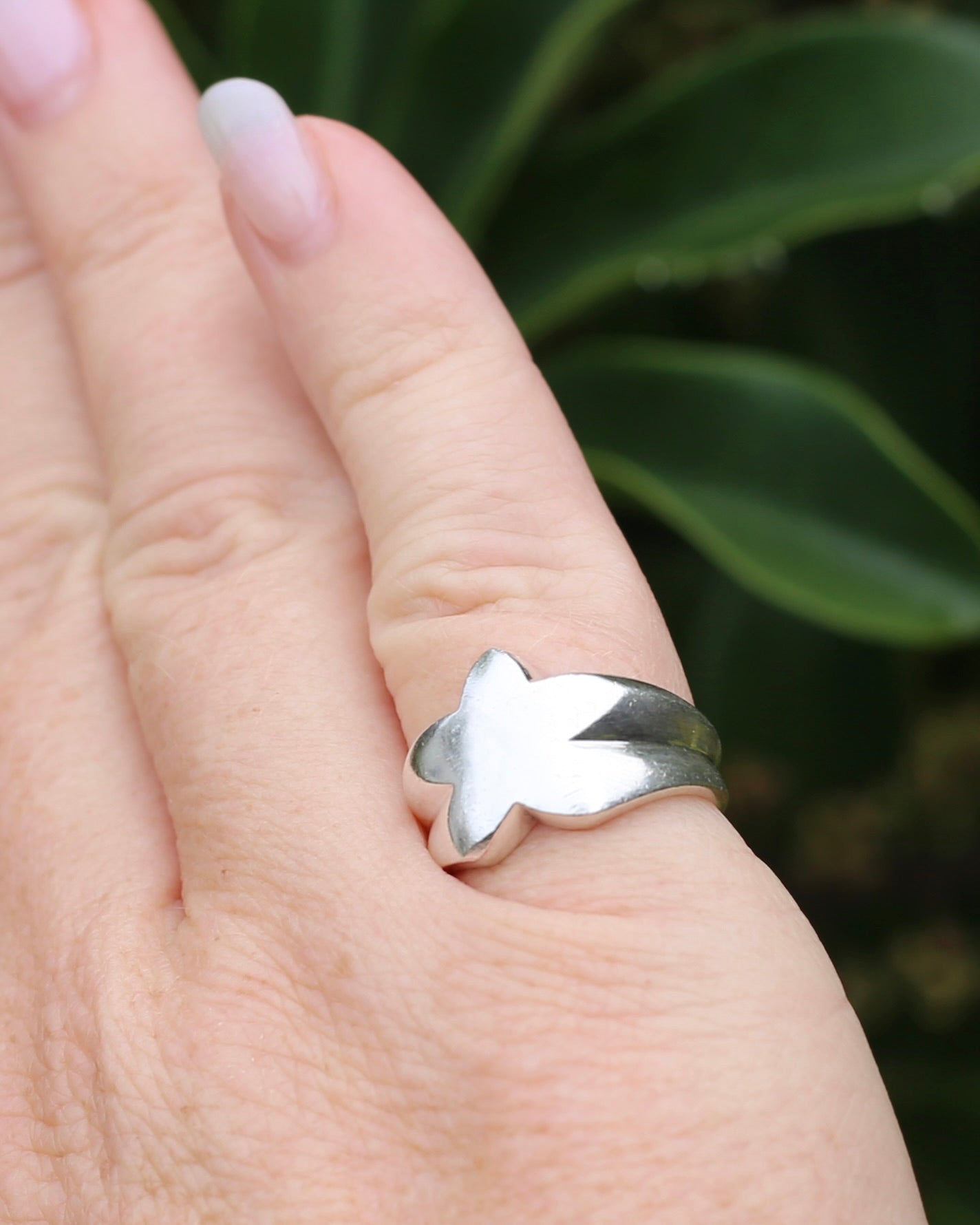 Chunky Vintage Silver Star Ring, Sterling Silver, size L or 5.75, 9.78g