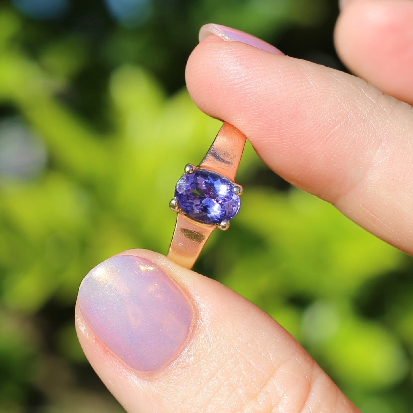 1.25ct Oval Tanzanite Ring, 14ct Yellow Gold, size N or just over 6.5