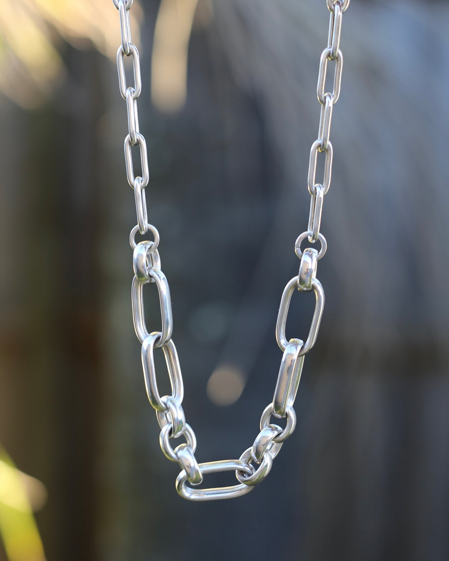 Australian Brand Semi Hollow Chunky Silver PaperClip Style Necklace, 39.7g, 45.5cm