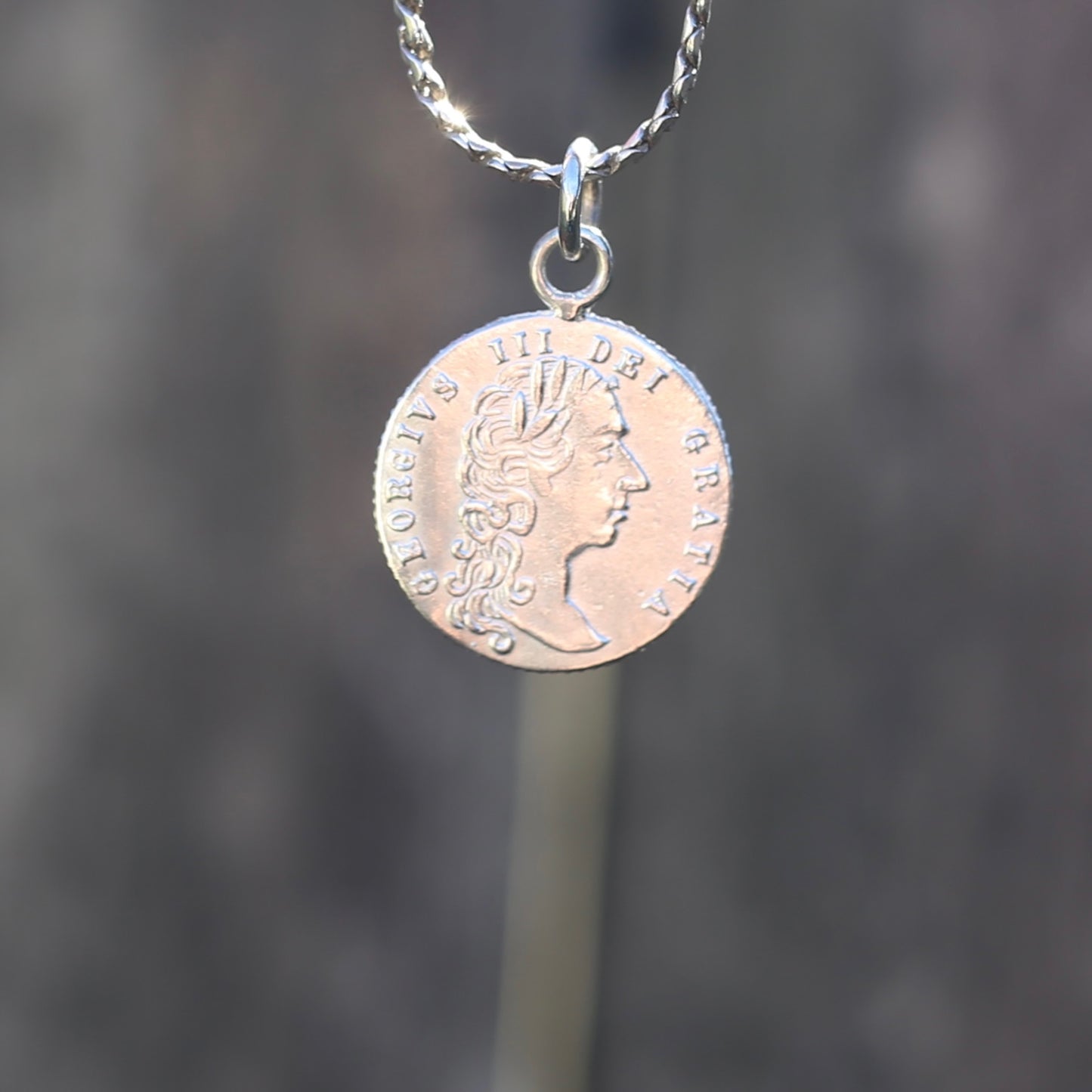 In Memory of the Good Old Days 1788 Gambling Token Pendant - King George III Reverse, Silver and 9ct Gold