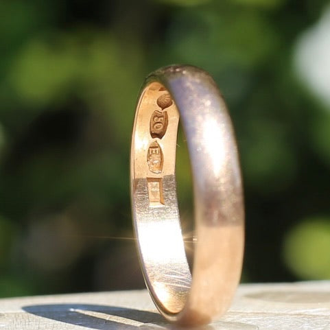 Antique 1910 Old Rose Gold Finland Made 18ct Wedder, 18ct Old Rose Gold, size U1/2 or 10.25