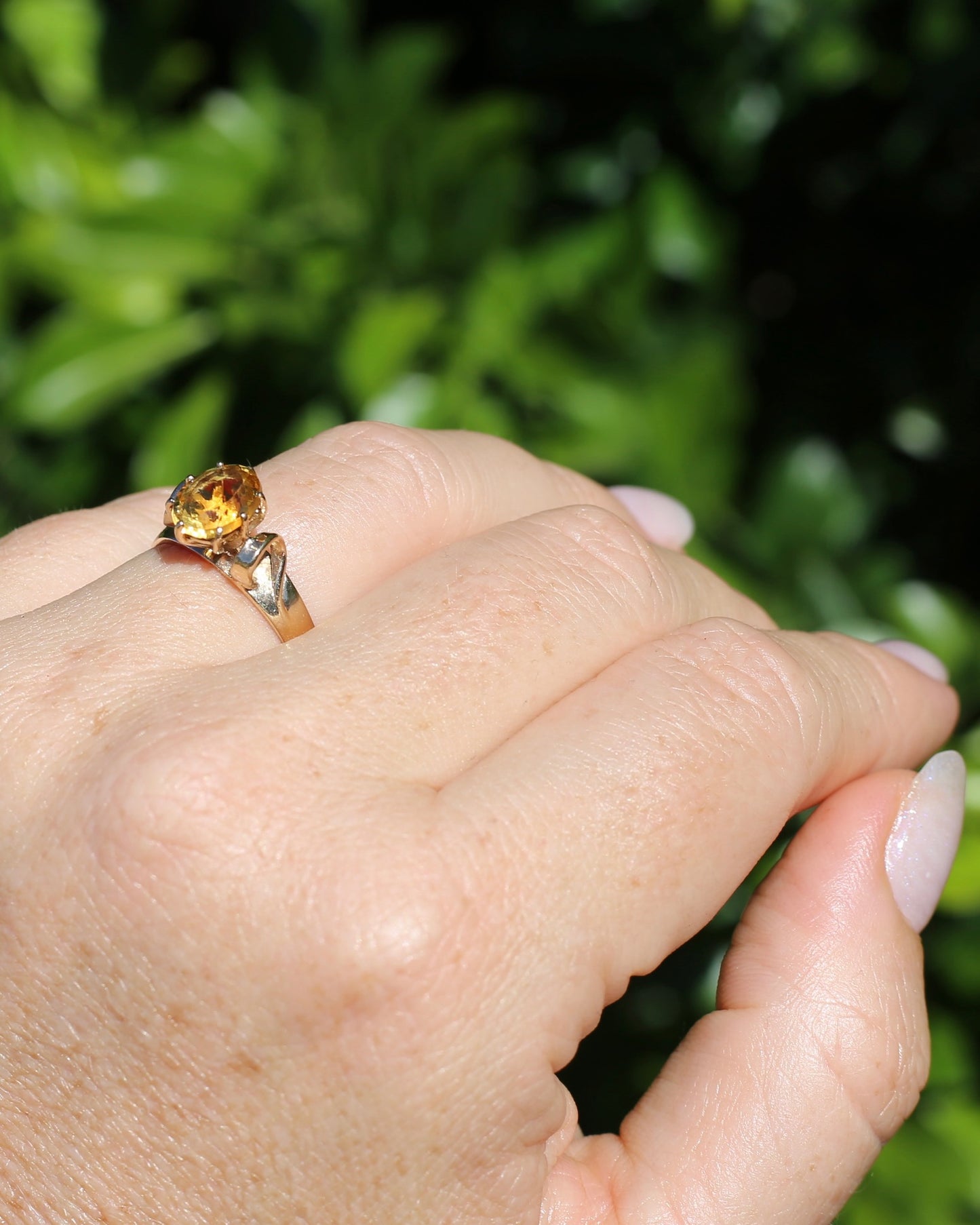 Vintage Hand Cut Oval Citrine Ring, 9ct Yellow Gold, size P or 7.5