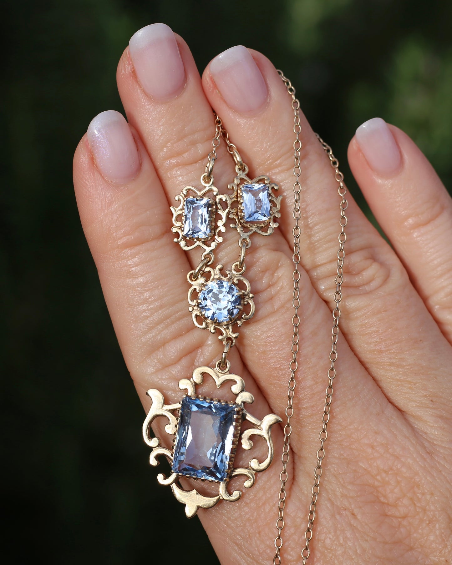 Vinitique Blue Spinel Necklace, 9ct Yellow and Old Rosey Gold, 42cm or 16.5 inches, 9.56g