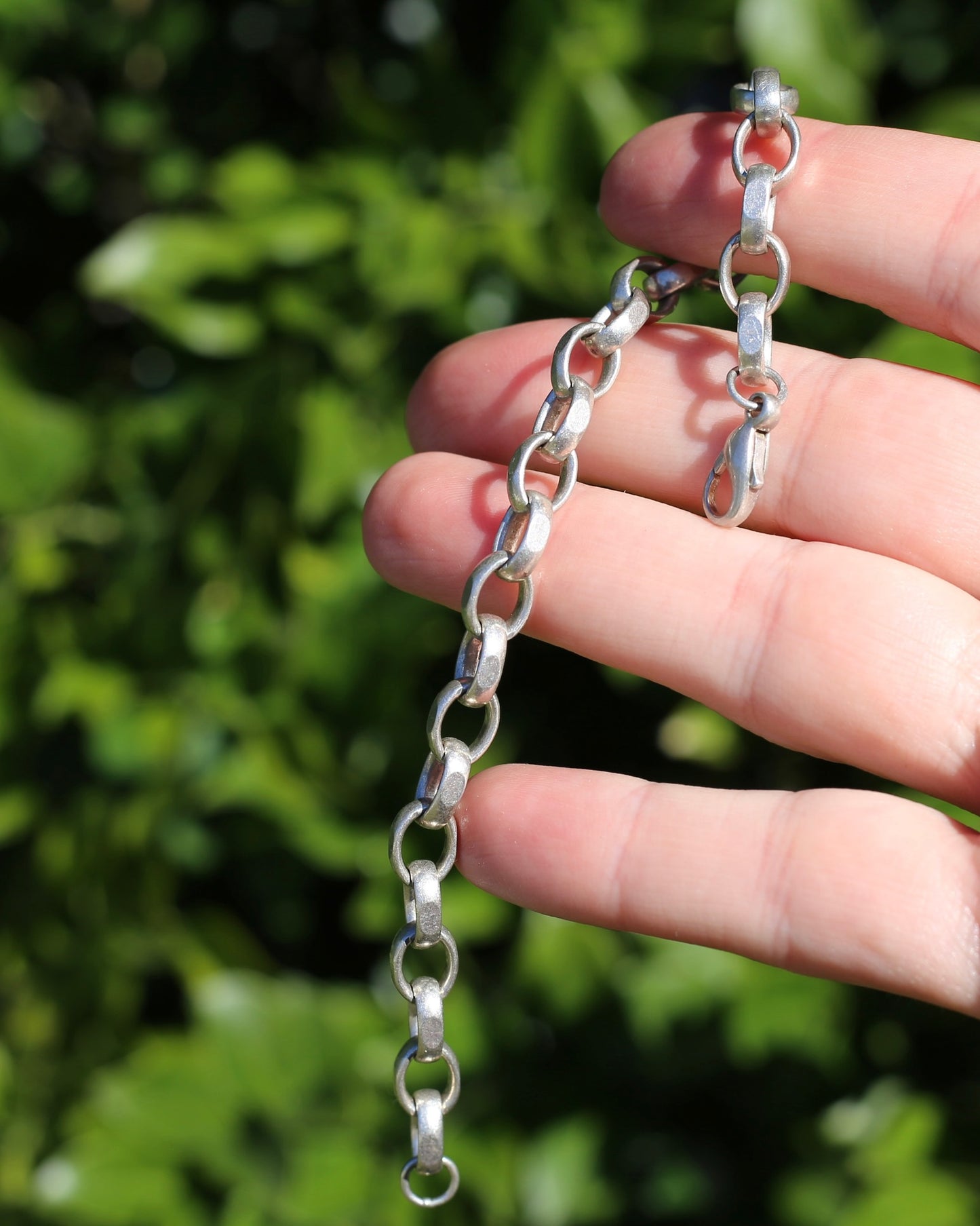 Flattened Faced Vintage Oval Silver Bracelet, 16.5g