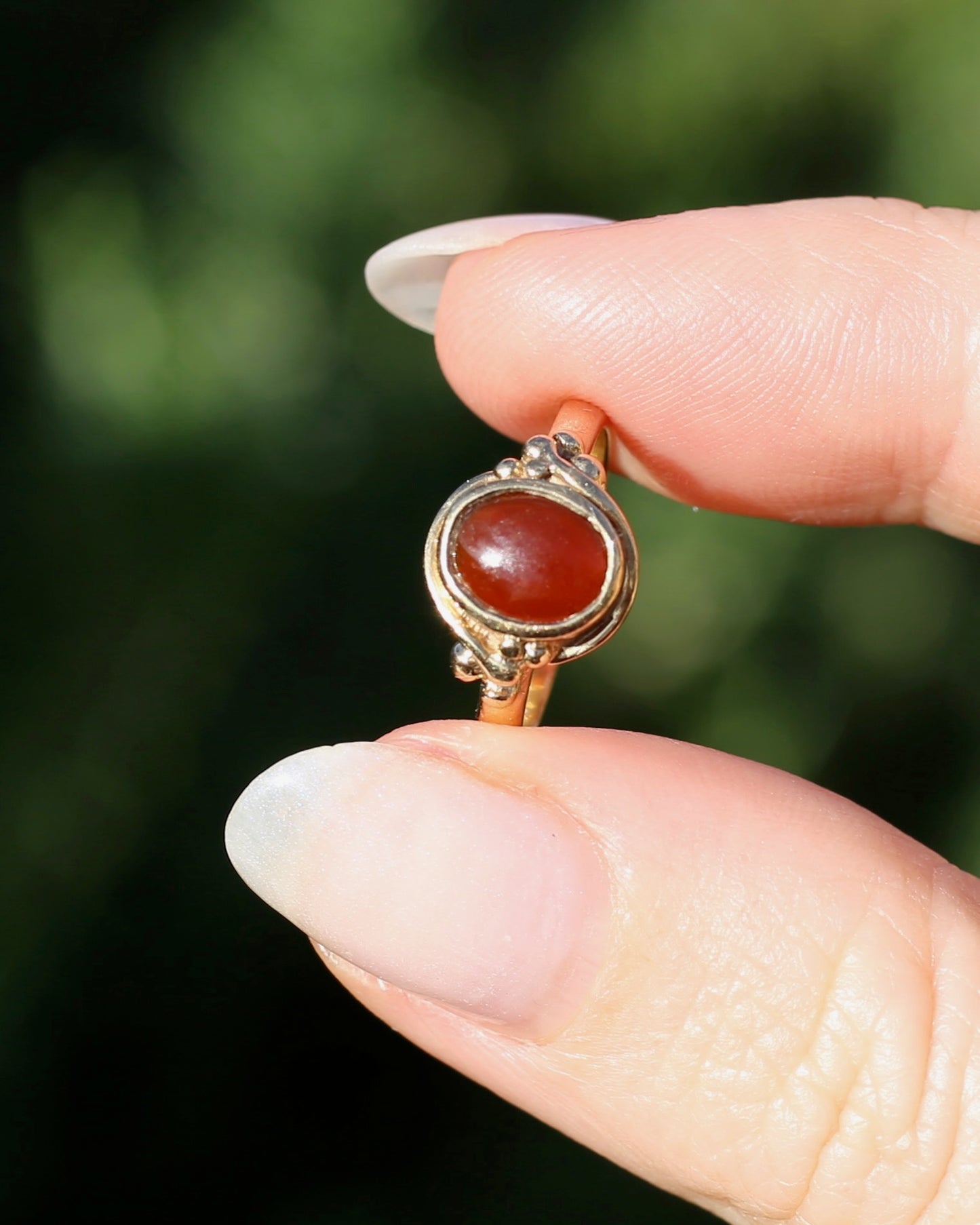 Bezel Set Carnelian Cabochon Signet Type Ring, 9ct Yellow Gold, size I1/2 or 4.5