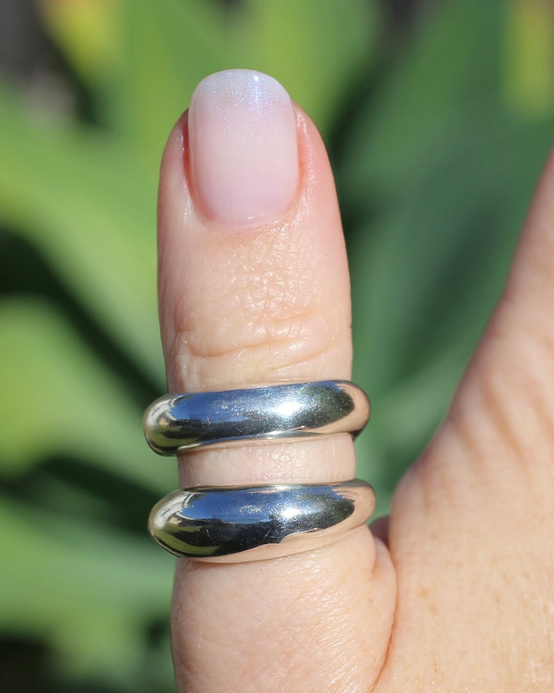 Structural Double Band Silver Ring, Sterling Silver, size R1/2 or just under 9, 12g