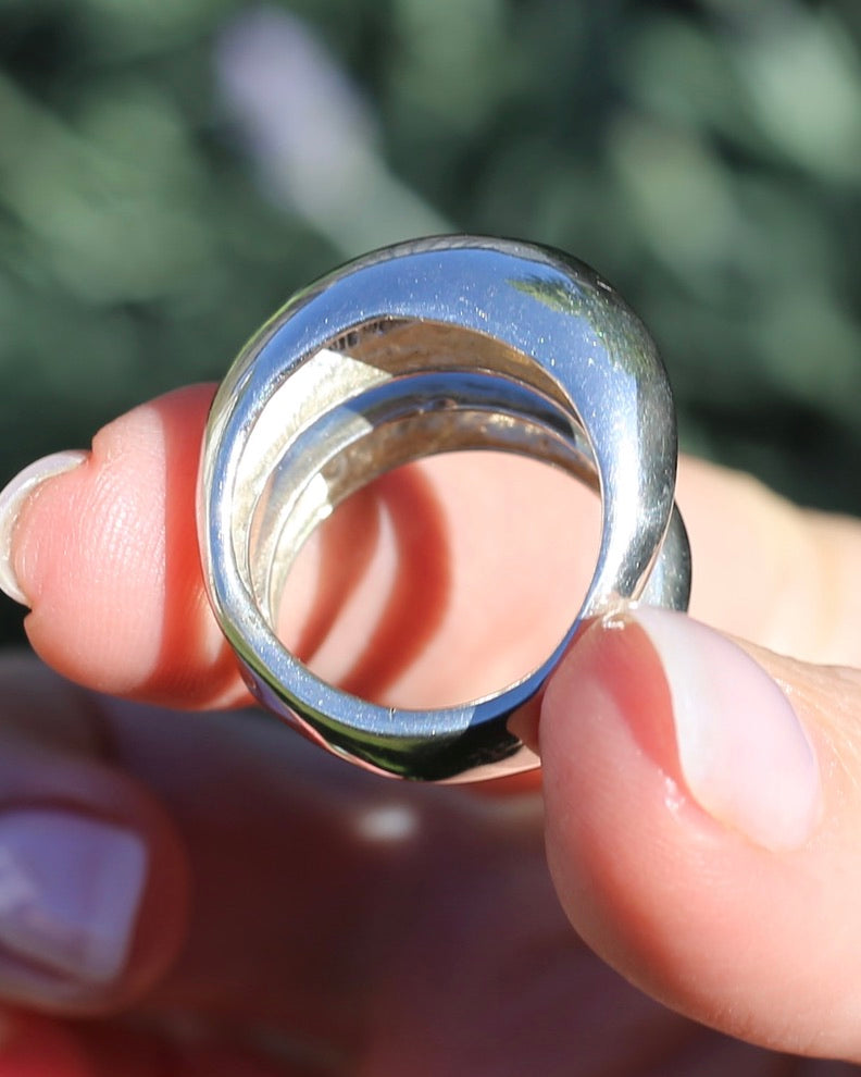 Structural Double Band Silver Ring, Sterling Silver, size R1/2 or just under 9, 12g