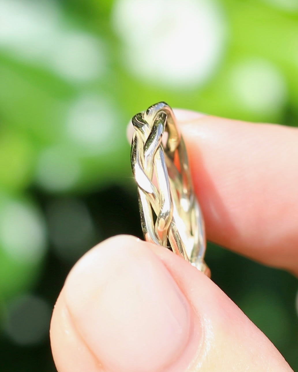 Reclaimed 9ct Yellow Gold Plaited Band, size 7.75 or just over P