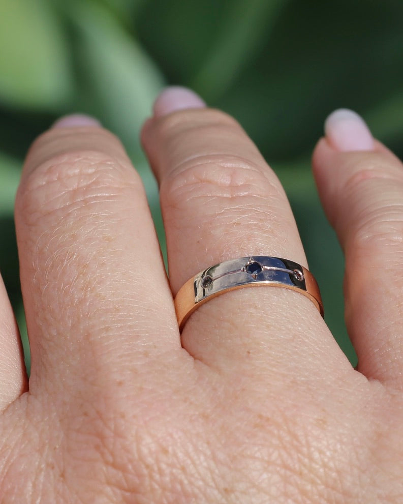 Black and Champagne Set Diamond Band, 9ct Rose Gold, size 8.5 or just over Q1/2 - fits more like a Q or just under 8.25, 3.0g