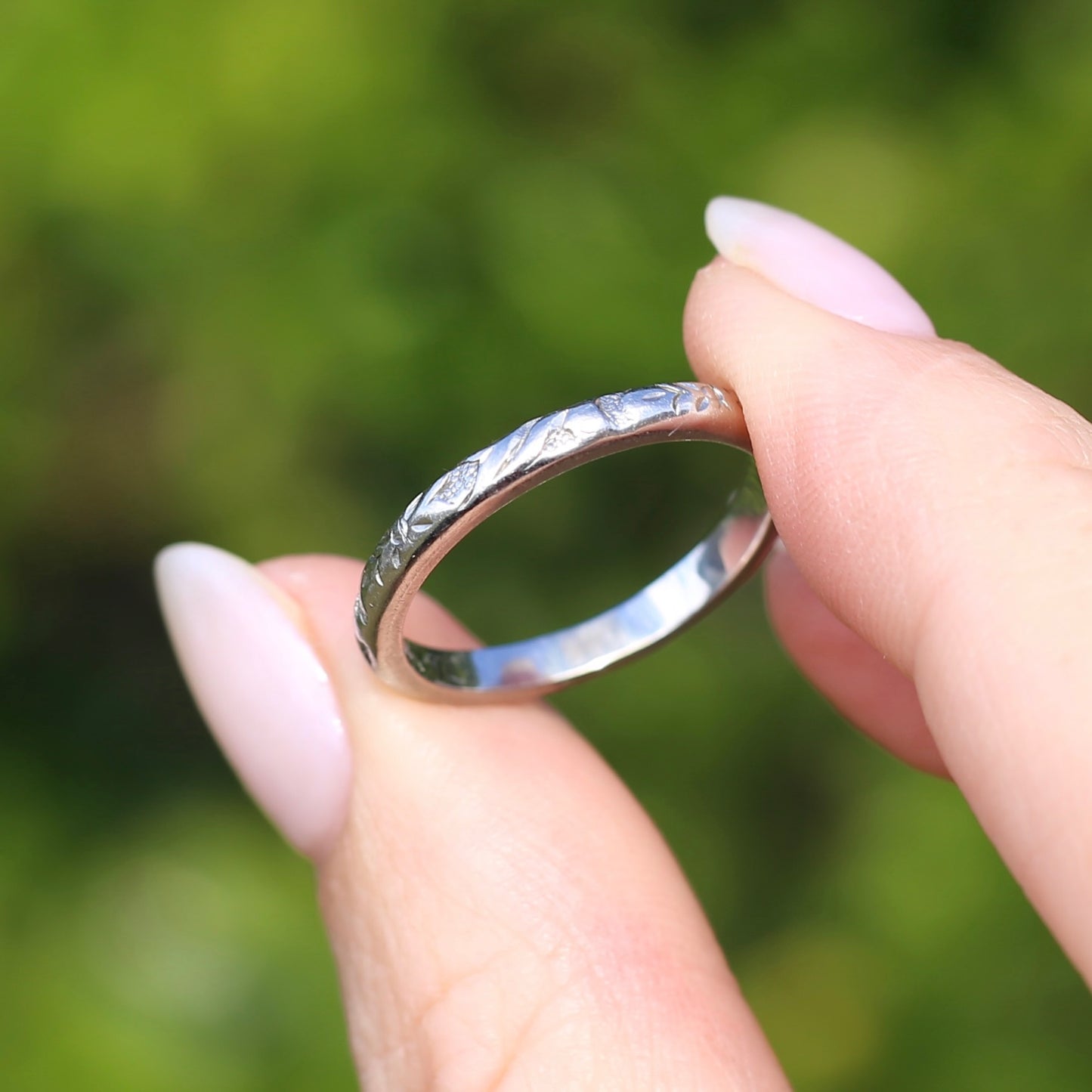 1940s Palladium Orange Blossom Wedding Ring, Palladium, size R1/2 or 9