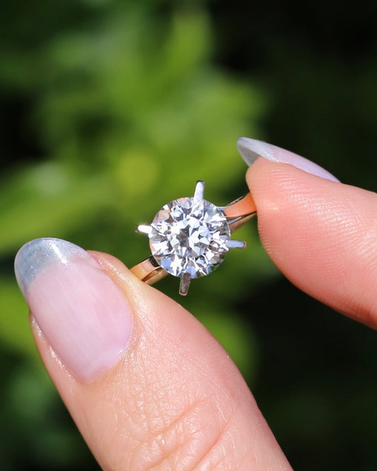 Vintage High Set Mixed Metal White Topaz Ring, 9ct Yellow and White Gold, size P or 7.5, 3.55g