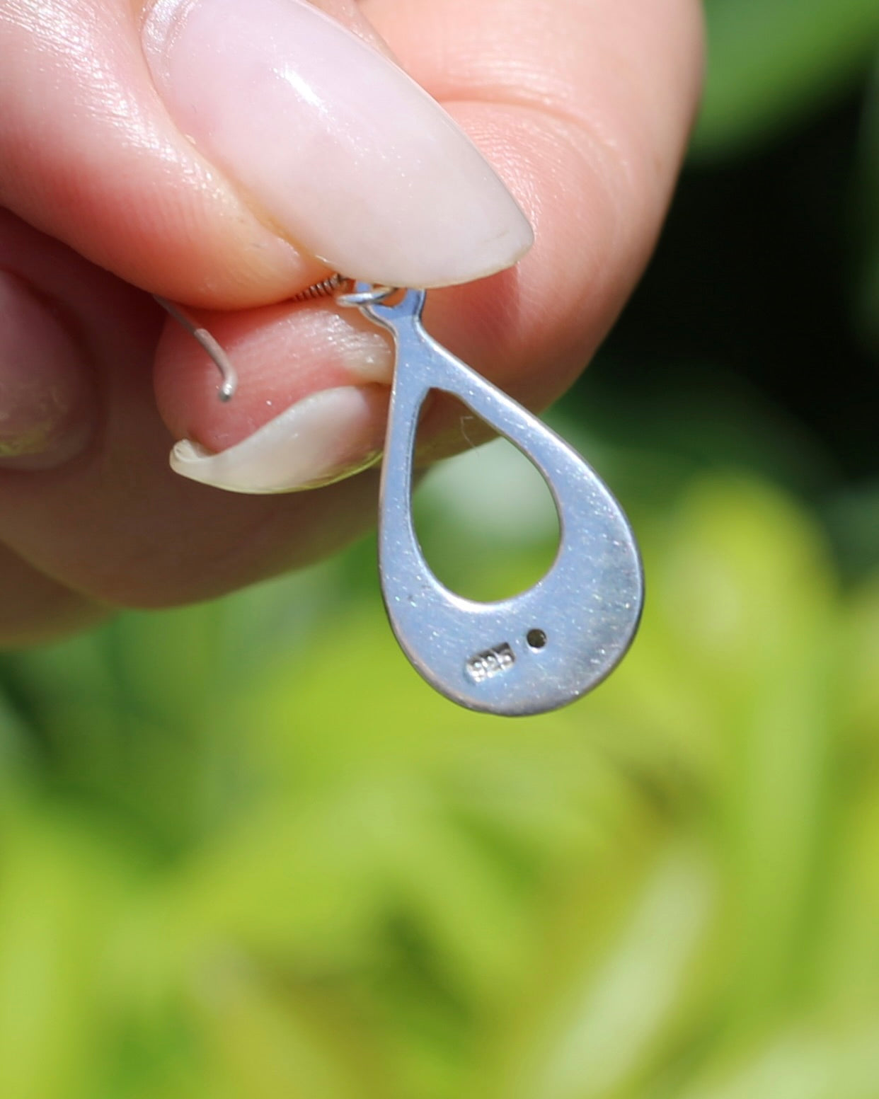 Sterling Silver & Diamond Tear Drop Ear Wire Drop Earrings, 3.3g