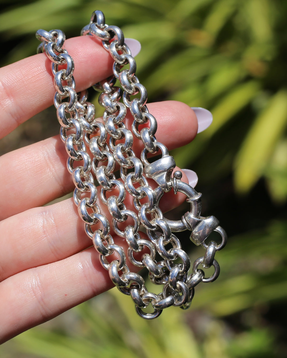 Fabulous Italian Made Semi Hollow Silver Cable Chain with Large Bolt Clasp, 40.4g, 45.75cm or 18 inches