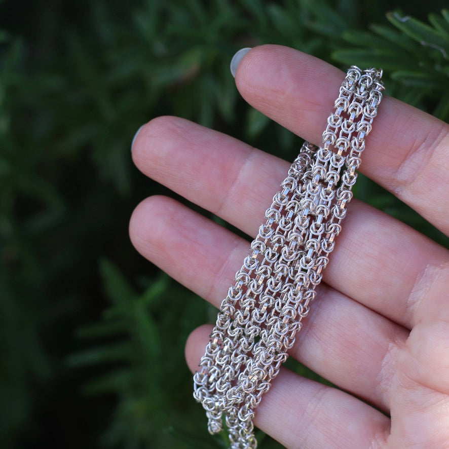 Sterling Silver Byzantine Chain Necklace, 60cm or 23.5 inches