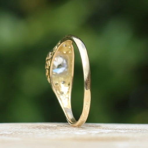 Antique Circa 1915 Old European Cut Solitaire, 18ct White and Yellow Gold, size M1/2 or 6.5