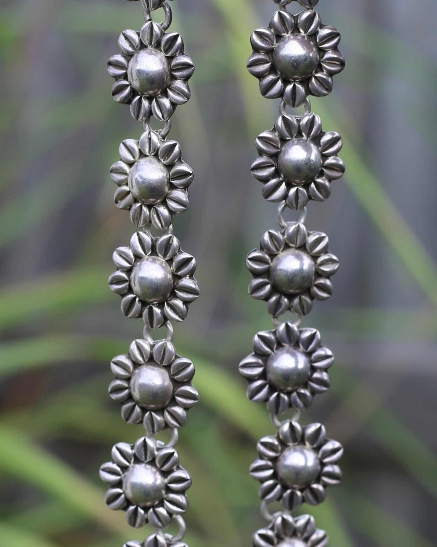Chunky Vintage Mexican Silver Daisy/ Sunflower Necklace, Sterling Silver, 44cm or 17.25 inches, 98.52g