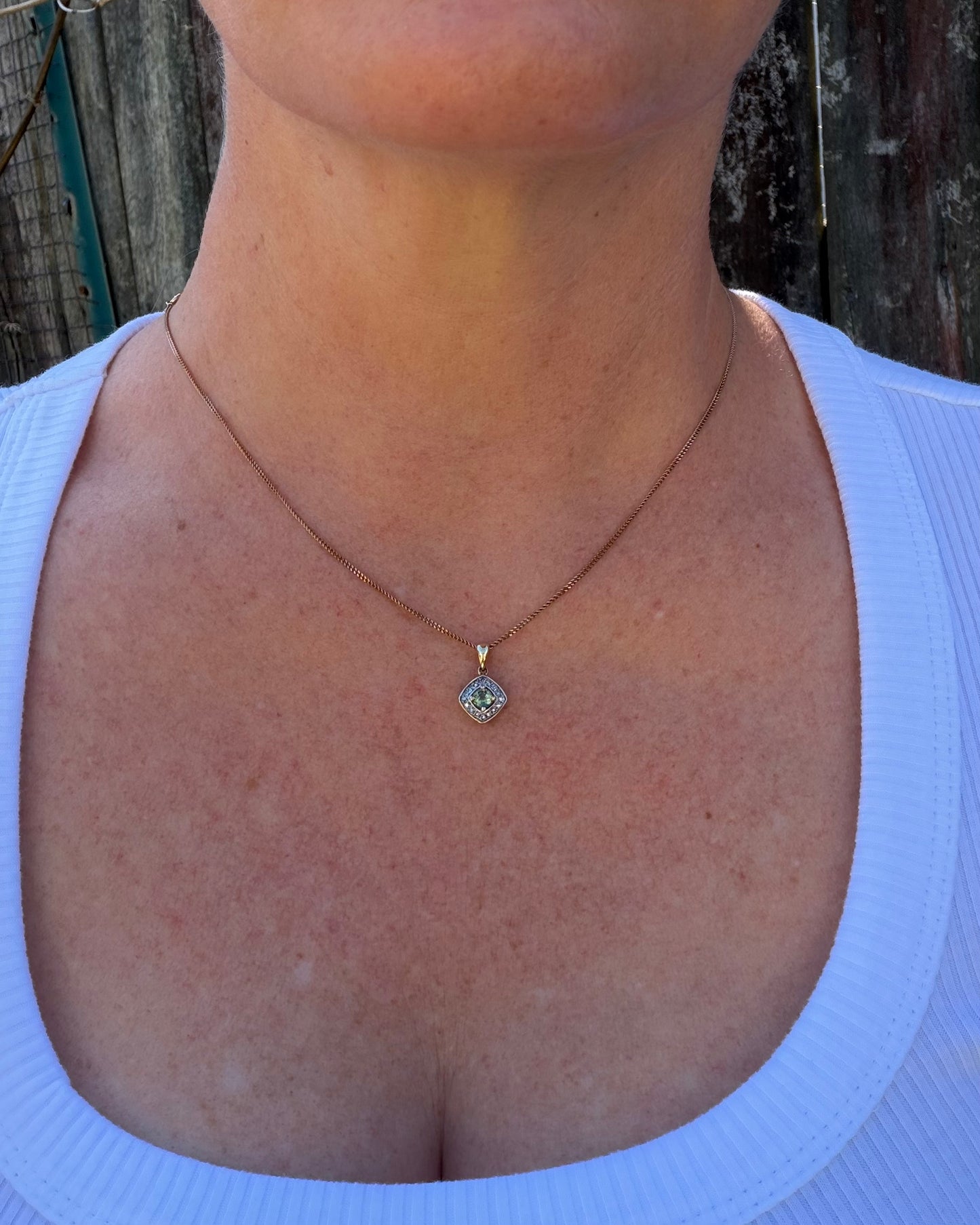 0.45ct Parti and Diamond Pendant, 9ct Yellow and White Gold, 0.9g